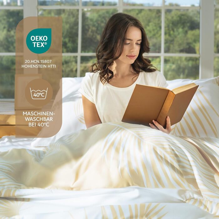 Комплект постільної білизни Dreamzie 200x200 см з 2 наволочками 80x80 см, сірий гілчастий малюнок - постільна білизна для дорослих 200x200 з 100% мікрофібри, сертифікат Oeko TEX без хімікатів (135x200 см + 1 наволочка 50x70 см, бежеві простирадла)