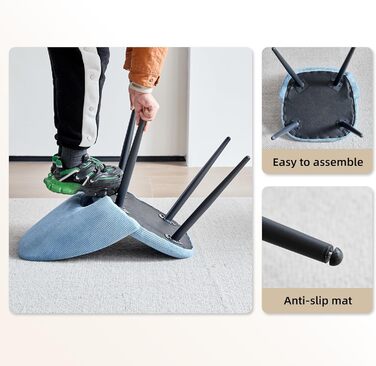 Стілець для їдальні, кухонний стілець з вертикальними смугами, м'який стілець з ергономічною спинкою, для їдальні, вітальні, кухні, спальні - (Блакитний, набір 2 шт.)