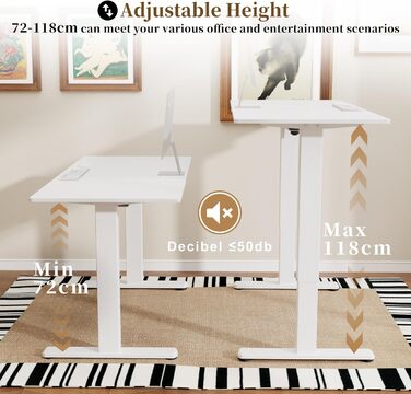 Електричний підйомний механізм для столу 2-рівневий з пам'яттю, регулювання висоти, ніжки для столу (Білий)