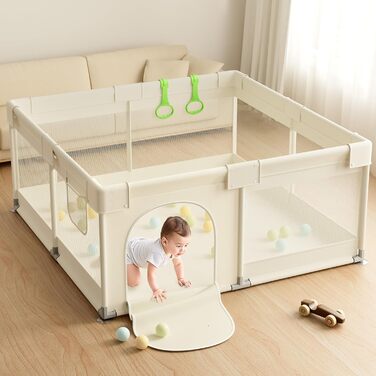 Дитячий ігровий майданчик Laufstall Baby 120x120 см - безпечний дитячий парканчик для малюків та дітей, 120x120 см (Бежевий)
