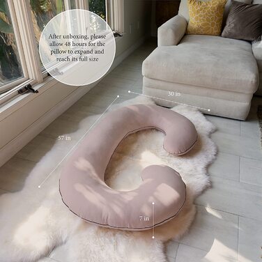 Подушка для вагітних Pharmedoc, з-подібна подушка для сну на боці, підтримка спини, стегон, ніг, живота для вагітних (органічна, коричневого кольору мокко)