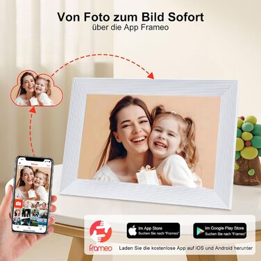 Frameo Цифровий фоторамка 10.1 дюйма з Wi-Fi, HD сенсорний екран, 16GB пам'яті, автоматичне обертання, підтримка фото та відео, настінний монтаж