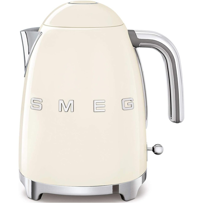 Електричний чайник Smeg KLF03CREU 1.7L, кремовий колір, з нержавіючої сталі, антинакипний фільтр, автоматичне відключення, 2400W