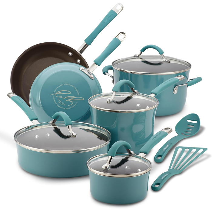 Набір кухонного посуду Rachael Ray Cucina Antihaft, алюміній, блакитний (16344)