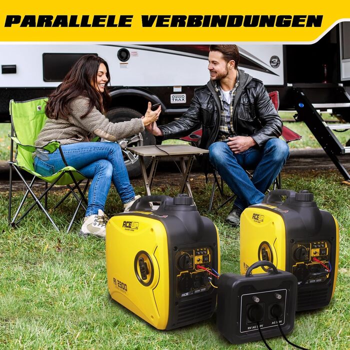 Інверторний генератор Aceup Energy 2000W: тихий бензиновий генератор з USB та 230V/12V розетками, 4-тактний двигун, 19,8 кг