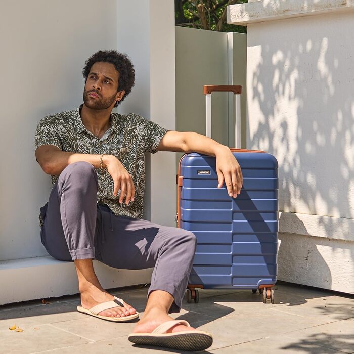 Набір дорожніх валіз Hartschale з полікарбонату (3 шт), розширюваний тролей з колесами та TSA замком, класичний синій