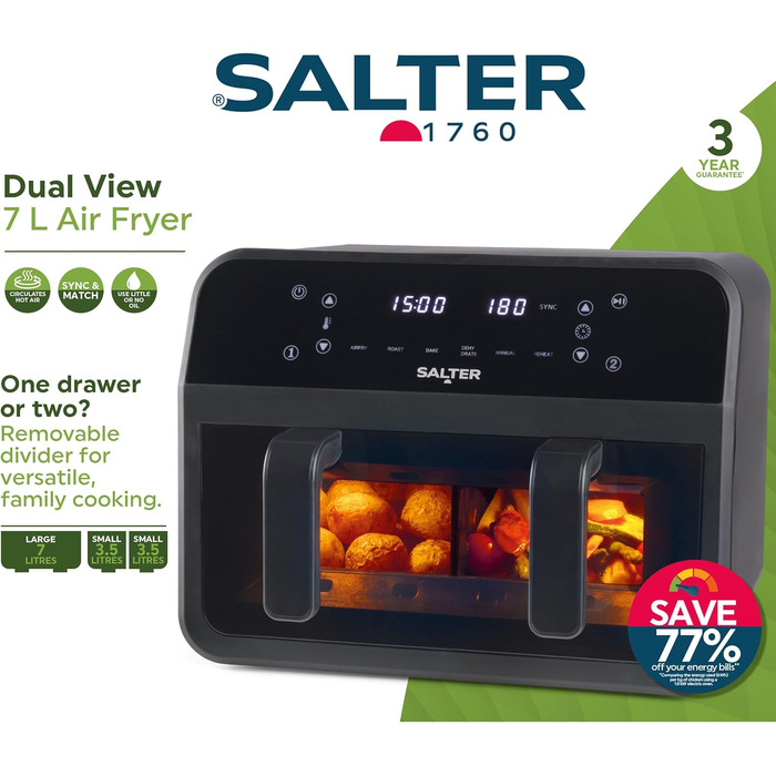 Фритюрниця Salter 4.2 л, ручна, без олії, EK6364VDE – мультикухня для м'яса та риби