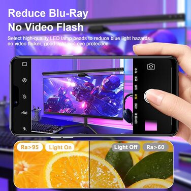 LED-лампа для монітора з сенсорним керуванням, USB-світлодіодна стрічка з захистом від синього світла, сучасна підсвітка монітора з адаптером живлення, світлодіодна лампа для комп'ютера, офісу та дому