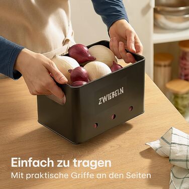 Набір контейнерів для зберігання картоплі, цибулі та часнику Praknu - 3 шт. з бамбуковими кришками, вентиляційні отвори, з етикетками та ручкою