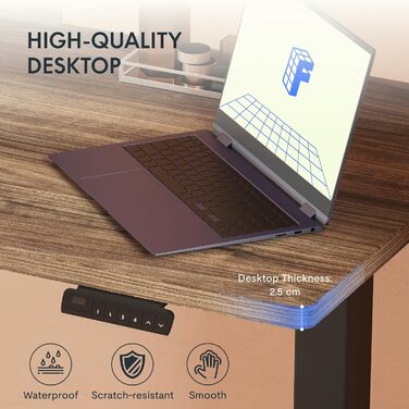 Регульований за висотою стіл FlexiSpot з 2 моторами та стільницею 25 мм, ергономічний офісний стіл - горіх, чорне каркас (стільниця горіхового кольору + чорний каркас, 160 x 80 см)