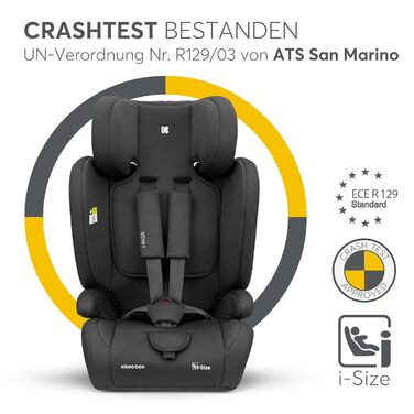 Автокрісло KikkaBoo 9-36 кг i-PASS, група 1/2/3, 1 рік - 12 років, i-Size, чорне