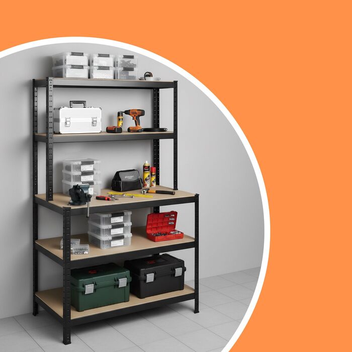 Міцна полиця Relaxdays з робочою поверхнею, витримує до 500 кг