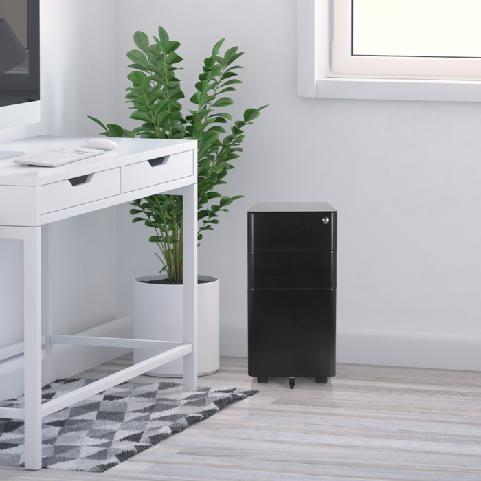 Контейнер на колесах COLOR I, метал чорного кольору, hjh OFFICE