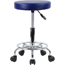 Стілець на коліщатках kkton регульований по висоті обертовий барний стілець робочий стілець зі штучної шкіри офісний стілець (синій)