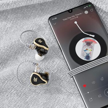 Навушники KEEPHIFI KZ ZAS IEM 7BA1DD гібридні, 16 одиниць, посріблений кабель, чорний з мікрофоном