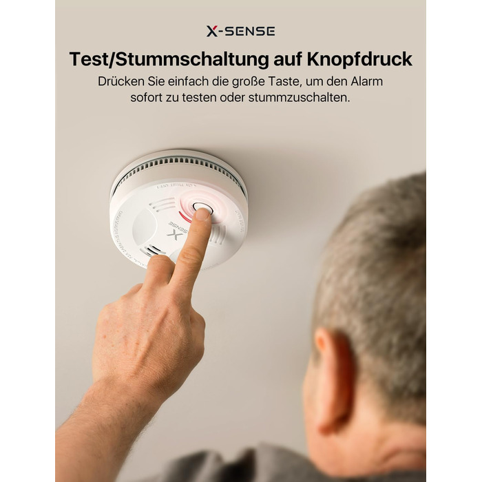 Датчик диму X-Sense з батареєю на 10 років та магнітним кріпленням, 10 шт. (SD11), сертифікат TÜV Rheinland, функція вимкнення звуку та самотестування, білий