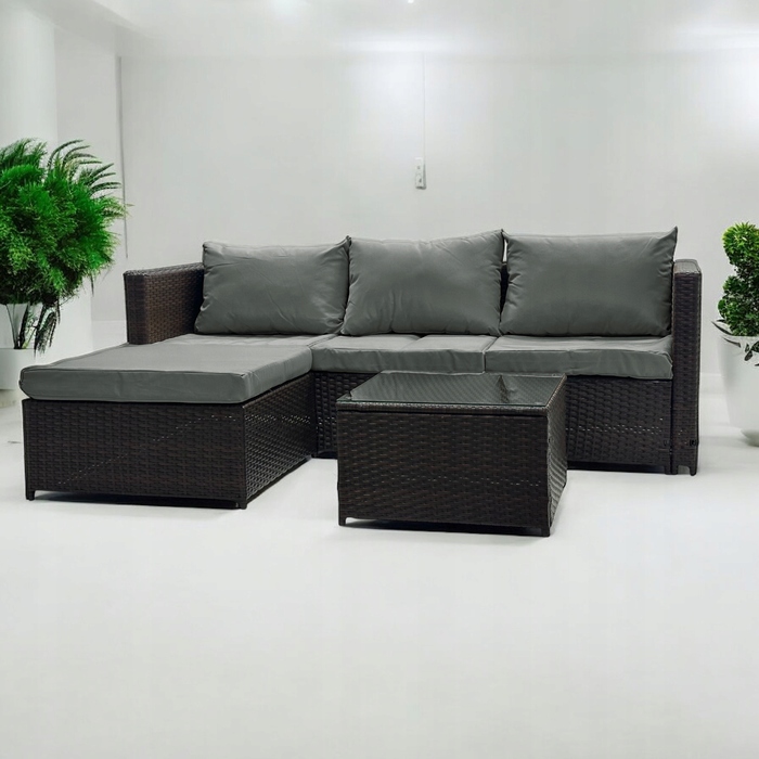 Двосторонній садовий кутовий диван SFS066 MTG, комплект садових меблів, коричневий