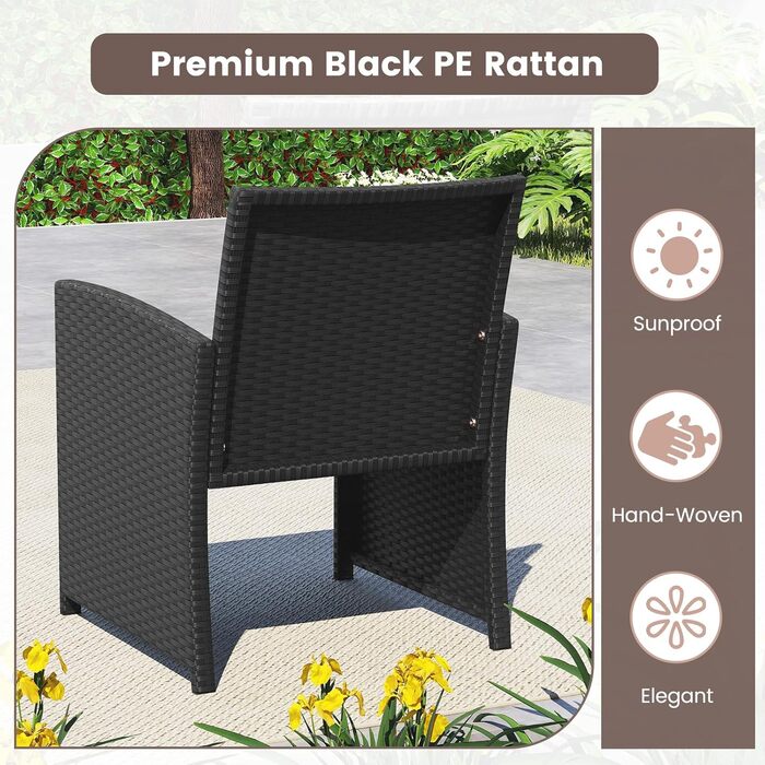 Садовий набір меблів COSTWAY з ротангу для балкона та тераси: диван, 2 крісла, стіл, подушки (сірий + чорний)