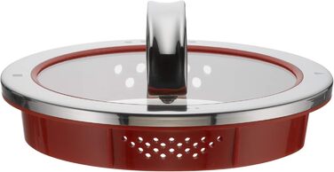 Скляна кришка WMF Function 4 (16 см) зі сталі Cromargan, 4 функції зливу, червона