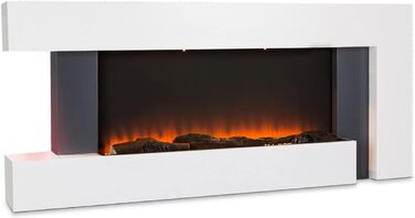Електрокамін Klarstein Light & Fire 2 Smart з LED-полум'ям, 2000 Вт, настінний, з пультом та таймером, білий, економний, корпус MDF
