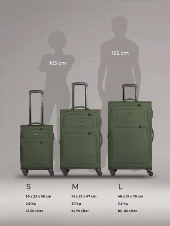 Набір валіз Smartbox 3-в-1 для жінок та чоловіків | Легкі та міцні валізи-ролики, якісний softcase, 4 колеса та кодовий замок | Розширювані | Колір: Slate-green (S 56 см)