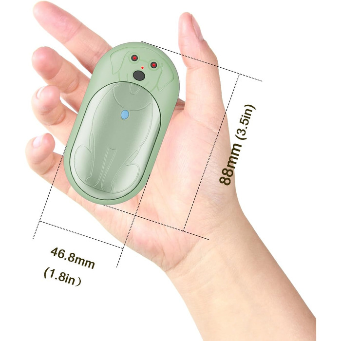 Електричні грілки для рук COTOP 6000mAh, 2 шт. USB-C, 3 режими нагріву, для жінок, чоловіків, дітей, туризму, гірськолижного спорту, зелені