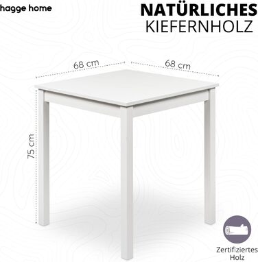 Скандинавський дерев'яний стіл Hagge Home 68x68 см - обідній, кухонний, письмовий, для дому та офісу, дитячий