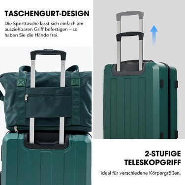 Набір валіз Vallsero: 5 шт., ABS, TSA-замок, рожеве золото, темно-зелений