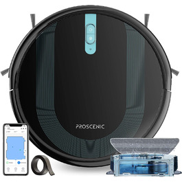 Робот-пилосос Proscenic 850T Wi-Fi, 3000 Па, Alexa/Google/додаток, функція миття, килим/тверда підлога, чорнийсиній