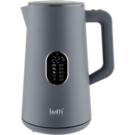 Електричний чайник Botti Denver 1,5 л, нержавіюча сталь, 5 налаштувань температури, цифровий дисплей, бездротовий, автоматичне вимкнення, збереження тепла, 1800 Вт 6C5438 колір сірий