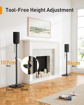 Підставка для колонок Perlegear PGSS12, регульована висота 83-107 см, для сателітної акустики, з кабельною організацією, 6 кг