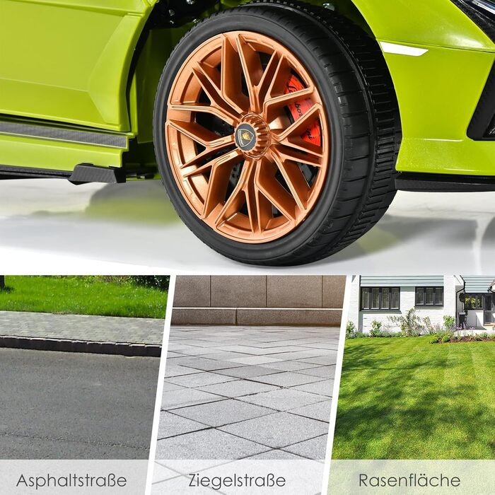 Дитячий електромобіль Lamborghini 12V з пультом, MP3, LED-фарами, зелений, для дітей 3-8 років