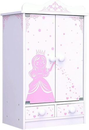 Дитяча шафа Habeig XXL з 2 дверцятами, 52 см заввишки, для ляльок, білий "Puppenschrank" (Рожевий/Білий 833)