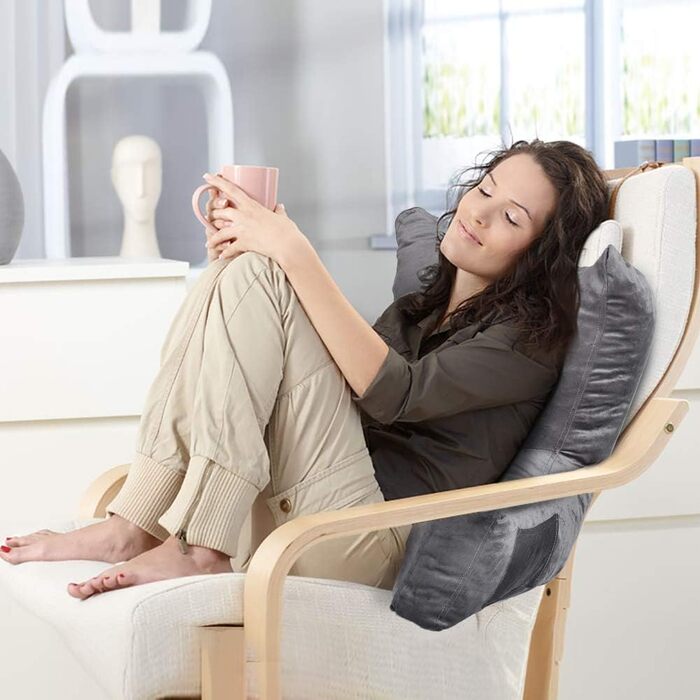 Підлогове крісло-подушка для читання, м'яке крісло для сну, подушка для спини до ліжка, крісло-подушка з підлокітниками та кишенями, спинка та підтримка знімний чохол, для дорослих