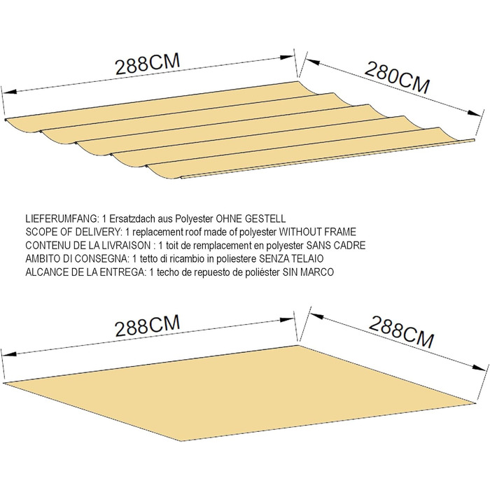 Заміна даху для перголи з плоским дахом Firenze 3x3m Pergola Покриття даху піском