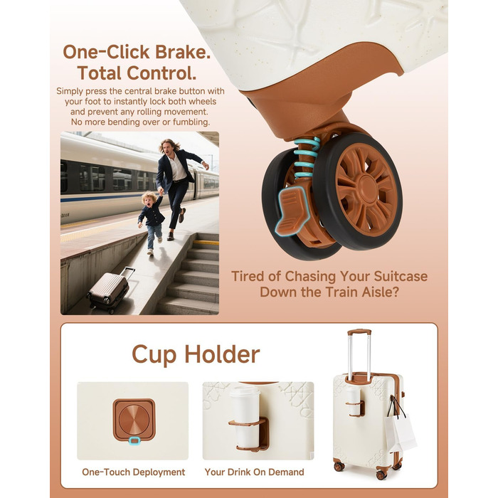 Набір валіз Sea Choice 3 шт. з жорстким корпусом, розширюваний, легкий, з TSA замком, бежевий