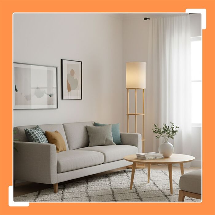 Лампа для читання з трьома полицями та льняним абажуром