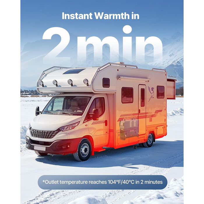 Дизельний опалювач VEVOR 8 кВт, 12/24 В, портативний, з пульт. та LCD, 5л, для авто, вантажівок, кемперів, блакитний