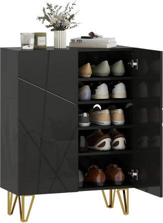 Шафа для взуття HOMCOM з 2 дверцятами, 3 регульовані полиці, на 15-20 пар, чорна, 72 x 31,5 x 95 см