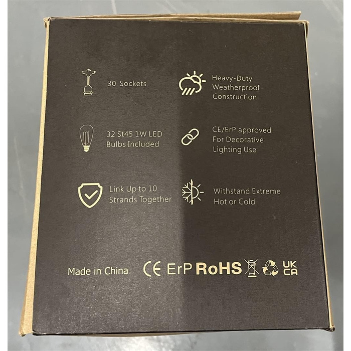 LED гірлянда Achin 15M для зовнішнього використання, тепле біле світло 2700K, 25+2 лампочки G40 E12, диммування, для саду, вечірки, тераси