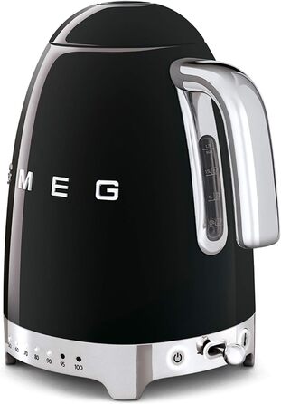 Електричний чайник Smeg KLF04BLEU 1.7L з регулюванням температури, фільтр від накипу, індикатор рівня води, 2400W, чорний