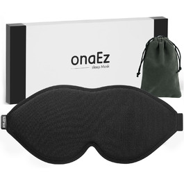 Маска для сну, onaEz 2023, світлонепроникна маска для очей, підняті носові подушечки, шовкові окуляри для сну, чорні, 3D