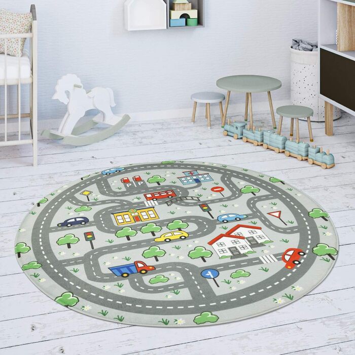 Дитячий килимок Килимок для дитячої кімнати Ігровий килимок Вуличний килимок Нековзний сучасний сірий, розмір (120 см круглий)