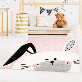 Килим Міський дитячий Bubble Kids Floppy Eared Bunny, білий горошок, 120x160 см (80x150 см, рожевий)