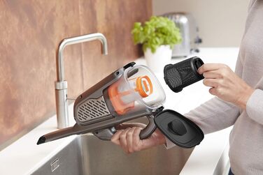 Бездротовий ручний пилосос BlackDecker 36 Втгод/18 В Dustbuster Smart tech (з циклонною дією та двома ступенями всмоктування, вбудованою висувною щілинною насадкою, включаючи зарядний кабель) BHHV520JF, титановий/сріблястий/чорний із зарядним кабелем Тита