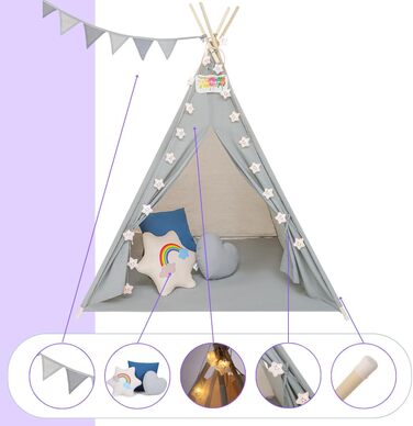 Дитяче намет Kinder Tipi Julia сірий/блакитний 120x120x160 см
