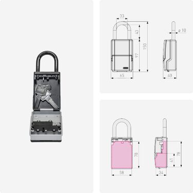 Сейф для ключів ABUS KeyGarage 797 LED - з підвісним замком, підсвічуванням, для ключів та дрібних цінностей, чорно-срібний (міні)
