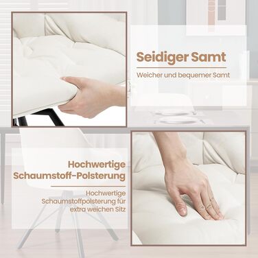 Крісла для їдальні WOLTU EZS60dgr-4 (8 шт.) з м'яким сидінням та підлокітниками, обертаються на 360°, з металевими ніжками, оксамитовий покрив (кремовий)