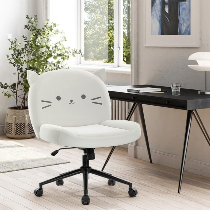 Офісний стілець IWMH без підлокітників, регульований по висоті, поворотний з роликами, з тканинним сидінням, ергономічний, крісло для читання з широким сидінням для позиції