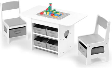 Дитячий стіл зі стільцями, ігровий стіл для дітей з місцем для зберігання. Набір меблів для дитячої кімнати (Сірий)
